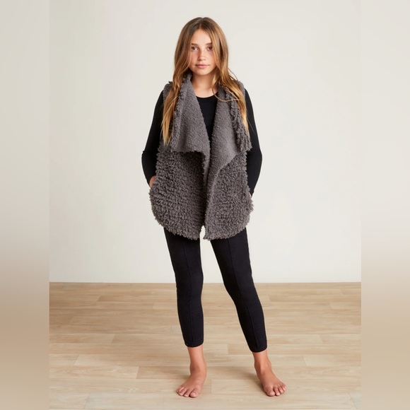 NWT Barefoot Dreams Cozy Chic Yourh Loop Feinge Cascading Vest